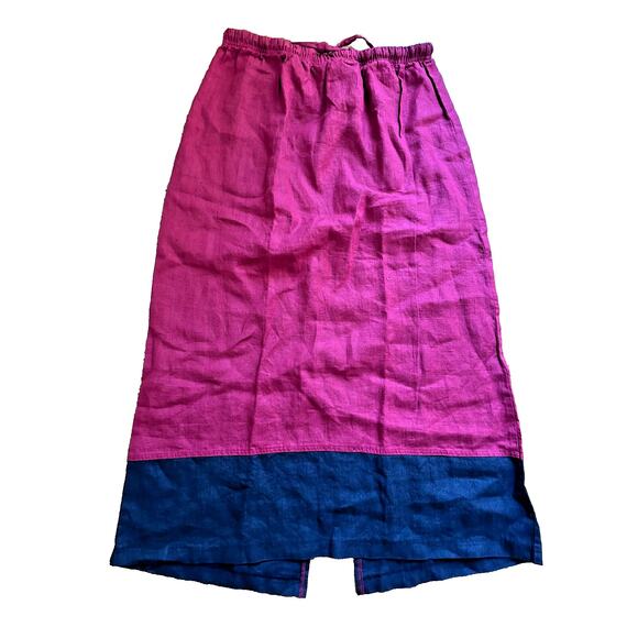 Linen Skirt Sz XL Maxi Pull On Drawstring Waist Colorblock Maxi Y2K red black - Picture 2 of 16